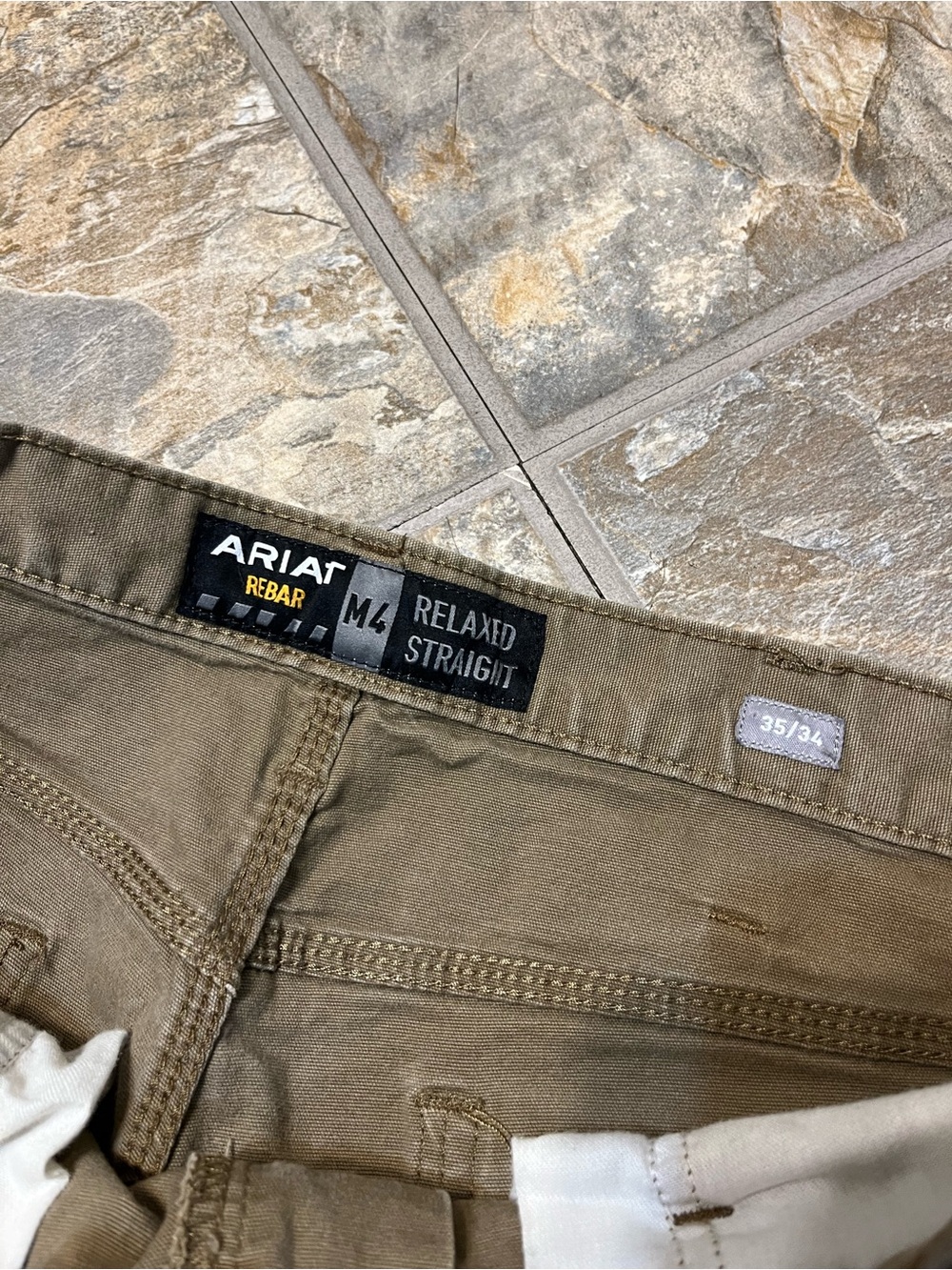 Ariat Rebar M4 Relaxed Straight Work Pants Mens 35x32 Brown Stretch Utility - Picture 3 of 10